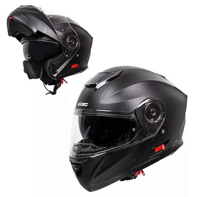 Kask motocyklowy z otwieraną szczęką + blenda W-TEC Cullo - czarny mat