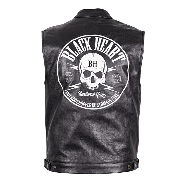 Skórzana kamizelka motocyklowa W-TEC Black Heart Rumbler - Czarny