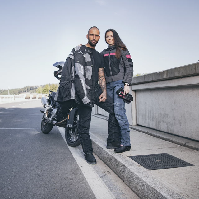 Damskie skórzane rękawice motocyklowe W-TEC Pocahonta - Czarno-różowy