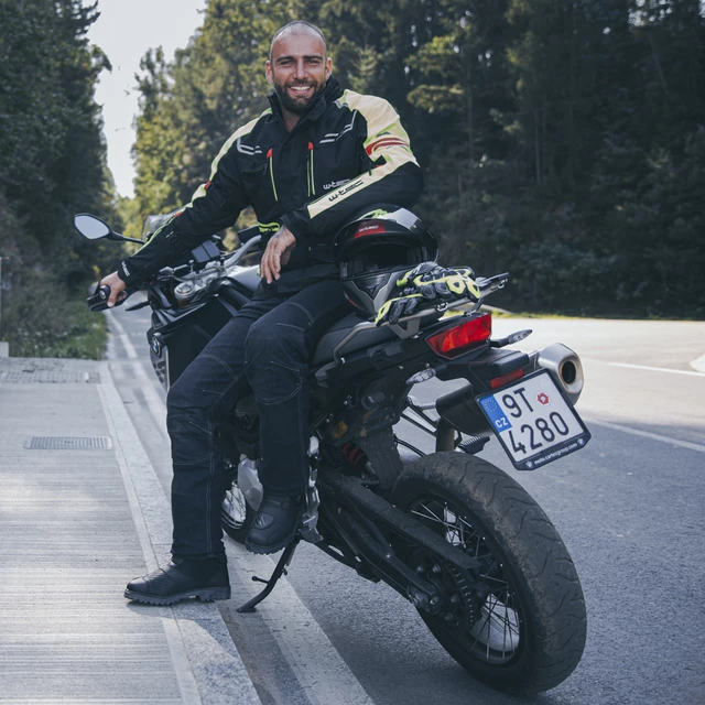 Męska kurtka motocyklowa W-TEC Ventura - Czarny-fluo żółty