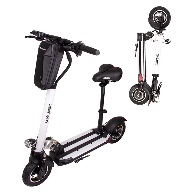 Składana hulajnoga elektryczna W-TEC Tenmark III 10" z siodełkiem i torbą - Czarny - Biały