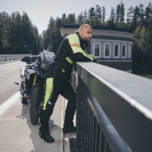 Męska kurtka motocyklowa W-TEC Ventura - Czarny-fluo żółty