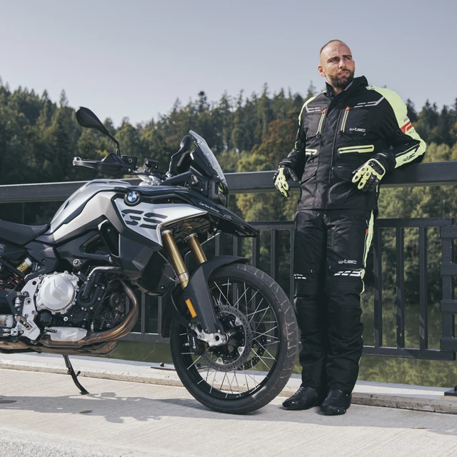 Męskie spodnie motocyklowe W-TEC Spirital - Czarny-fluo żółty