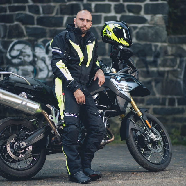 Męska kurtka motocyklowa W-TEC Brandon - Czarny-fluo żółty