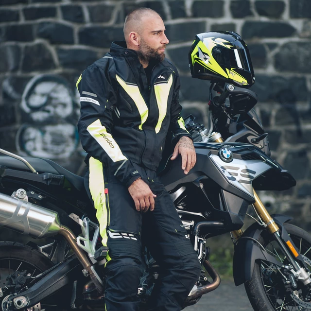 Męska kurtka motocyklowa W-TEC Brandon - Czarny-fluo żółty