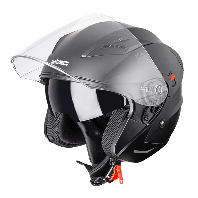 Kask motocyklowy otwarty z blendą W-TEC Putta - czarno-brązowy - czarny mat