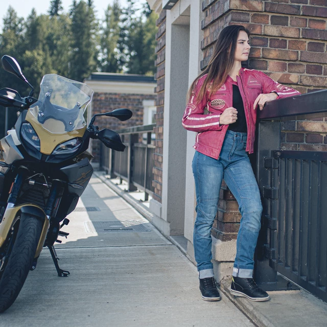Damska skórzana kurtka motocyklowa W-TEC Sheawen Lady Pink - Różowy