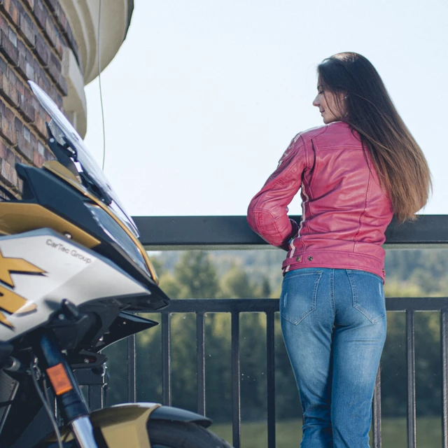 Damska skórzana kurtka motocyklowa W-TEC Sheawen Lady Pink - Różowy