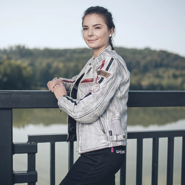 Damska skórzana kurtka motocyklowa W-TEC Sheawen Lady White - Biały
