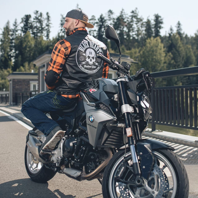 Skórzana kamizelka motocyklowa W-TEC Black Heart Rumbler - Czarny