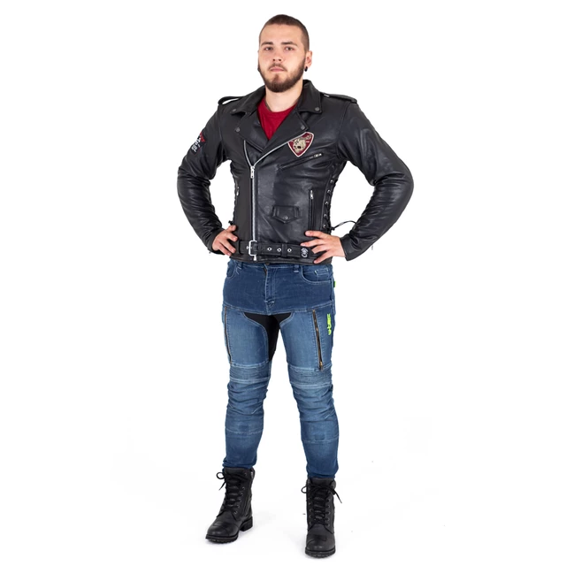 Skórzana kurtka motocyklowe W-TEC Black Heart Perfectis - OUTLET - Czarny