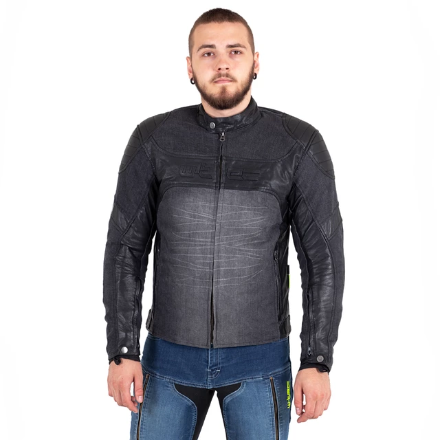 Skórzano-dżinsowa kurtka motocyklowa W-TEC Metalgy - Czarny