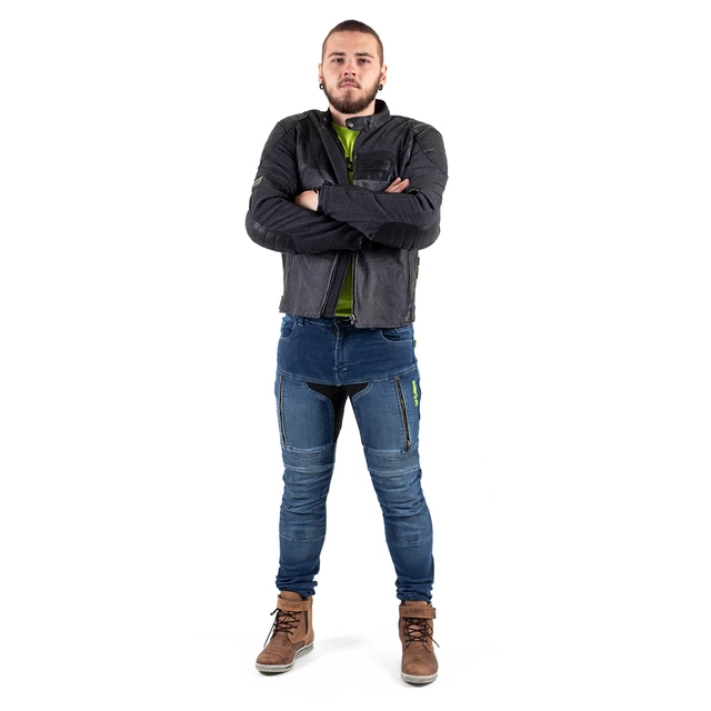 Skórzano-dżinsowa kurtka motocyklowa W-TEC Metalgy - Czarny
