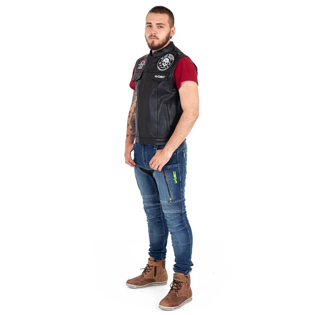 Skórzana kamizelka motocyklowa W-TEC Black Heart Rumbler - Czarny