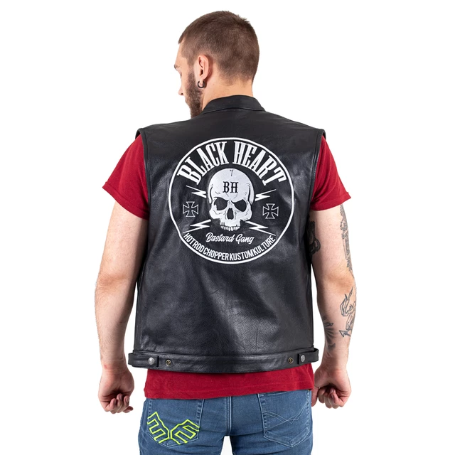 Skórzana kamizelka motocyklowa W-TEC Black Heart Rumbler - Czarny