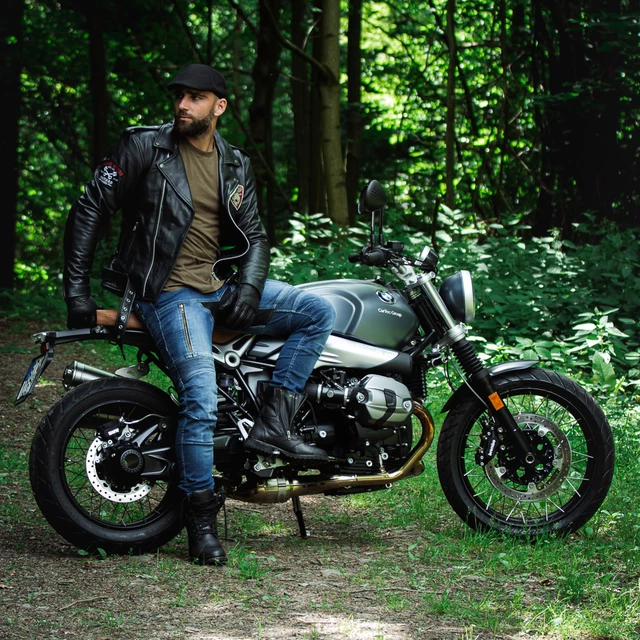 Skórzana kurtka motocyklowe W-TEC Black Heart Perfectis - OUTLET - Czarny