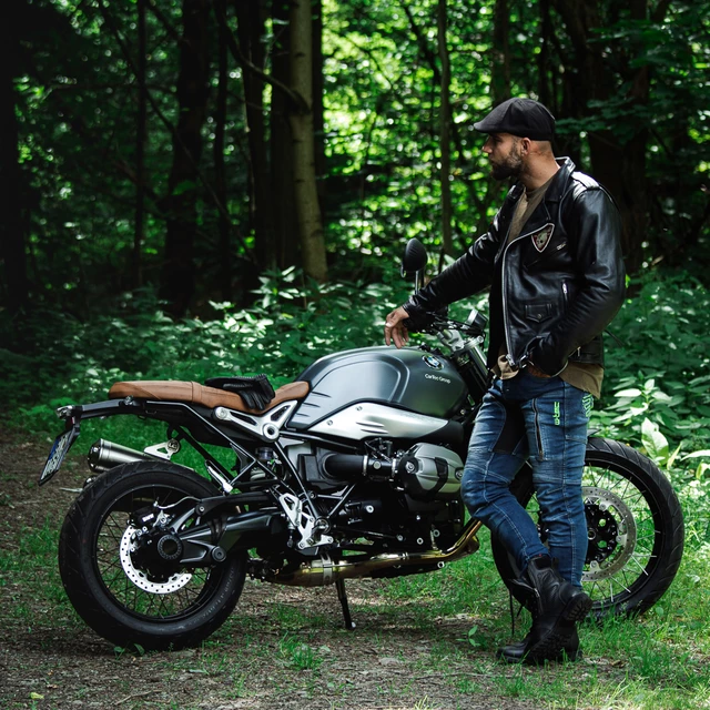 Skórzana kurtka motocyklowe W-TEC Black Heart Perfectis - OUTLET - Czarny