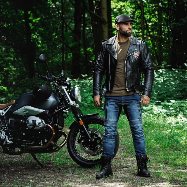 Skórzana kurtka motocyklowe W-TEC Black Heart Perfectis - OUTLET - Czarny