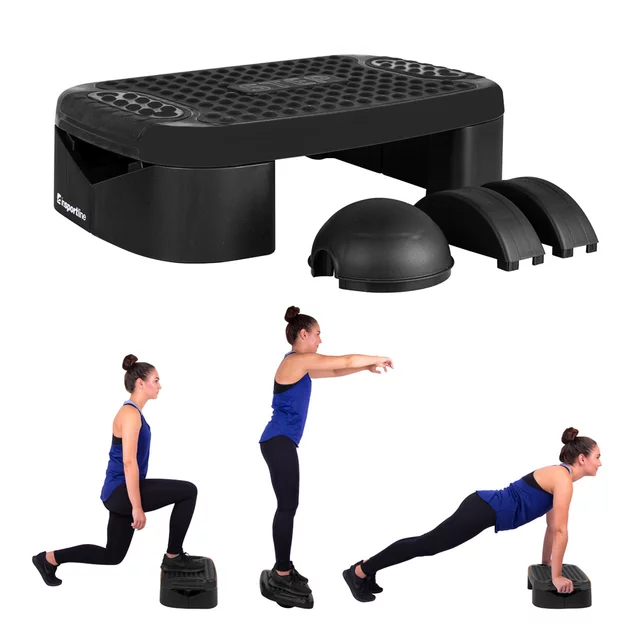 Wielofunkcyjny step do aerobiku inSPORTline Multifun ∙ z platformą balansu ∙ 3,6 kg ∙ antypoślizgowy ∙ stabilne nóżki ∙ nośność 200 kg - Czarny