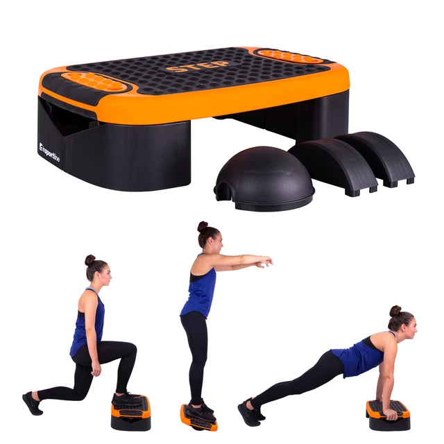 Wielofunkcyjny step do aerobiku inSPORTline Multifun - Czarny/pomarańczowy