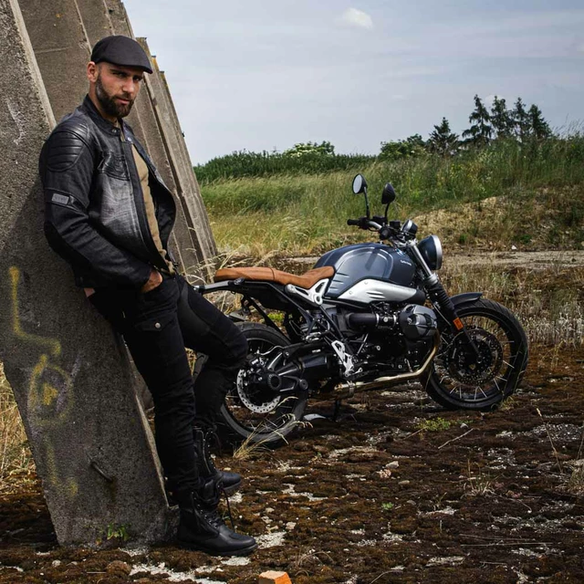 Męskie dżinsy motocyklowe W-TEC Aredator - Czarny