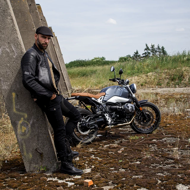 Skórzano-dżinsowa kurtka motocyklowa W-TEC Metalgy - Czarny