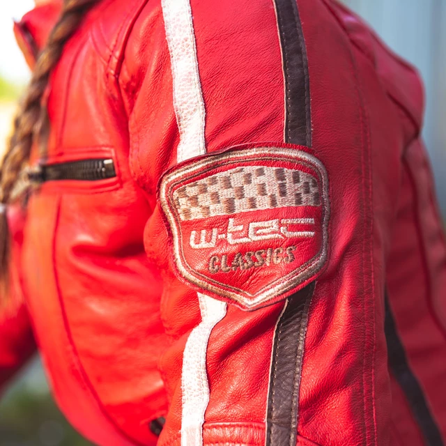 Damska skórzana kurtka motocyklowa W-TEC Umana - Czerwony