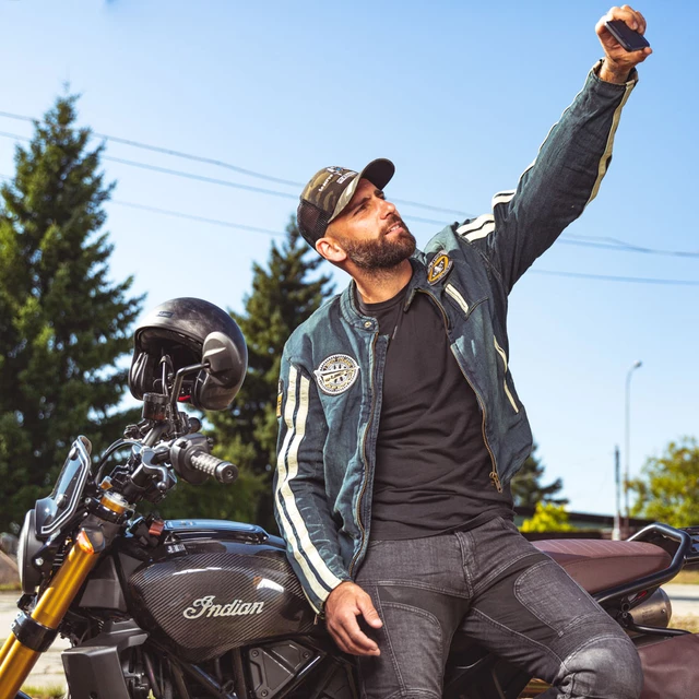 Męskie spodnie jeansy motocyklowe W-TEC Alfred CE - Szary