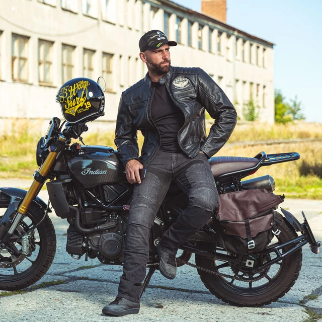 Męska skórzana kurtka motocyklowa W-TEC Black Heart Wings Leather Jacket - Czarny