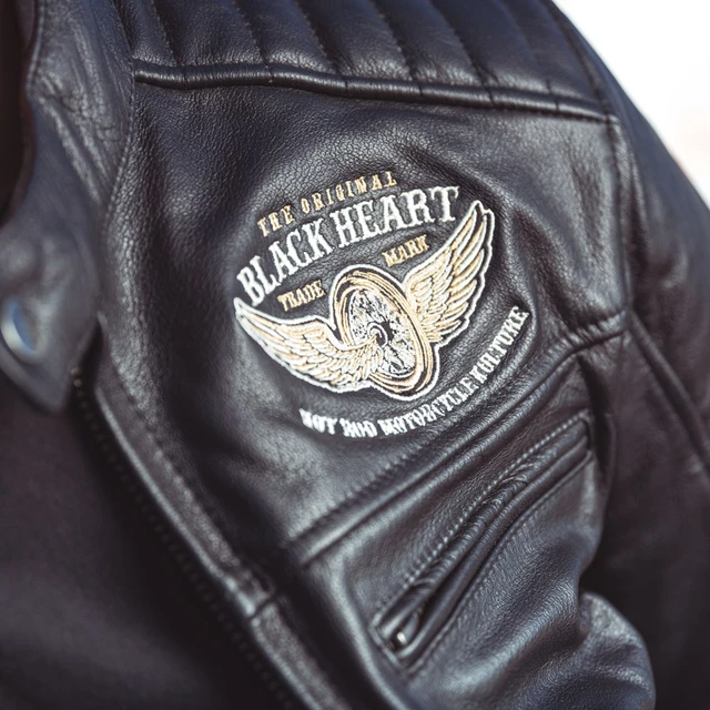 Męska skórzana kurtka motocyklowa W-TEC Black Heart Wings Leather Jacket - Czarny