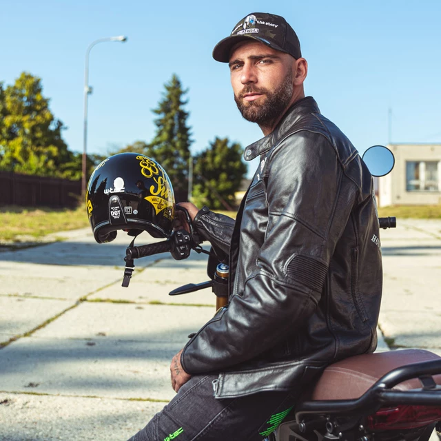 Męska skórzana kurtka motocyklowa W-TEC Black Heart Wings Leather Jacket - Czarny