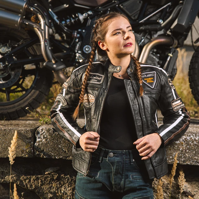 Damska skórzana kurtka motocyklowa W-TEC Sheawen Lady Black - Czarny