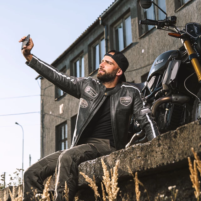 Męskie spodnie motocyklowe W-TEC Shoota - Oliwkowa zieleń