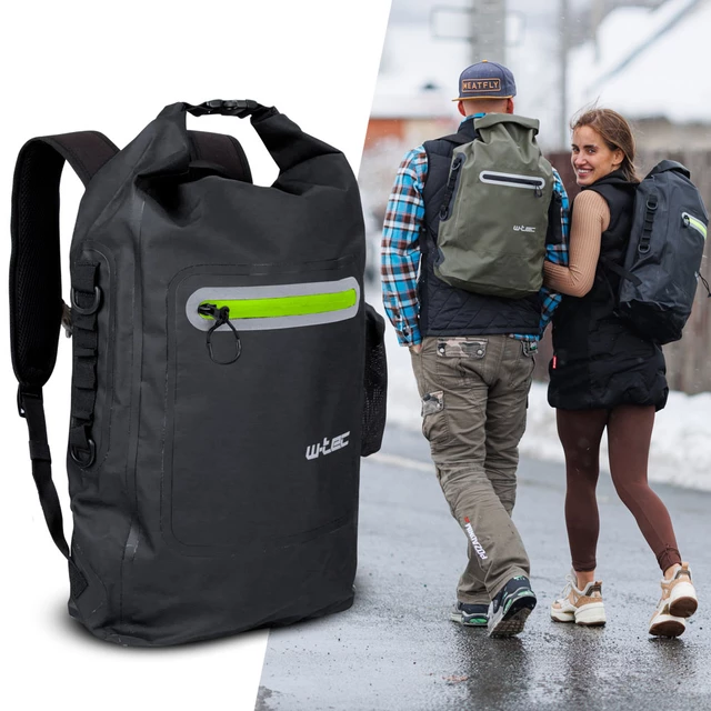 Wodoodporny plecak motocyklowy W-TEC Uphills - Khaki - Czarny
