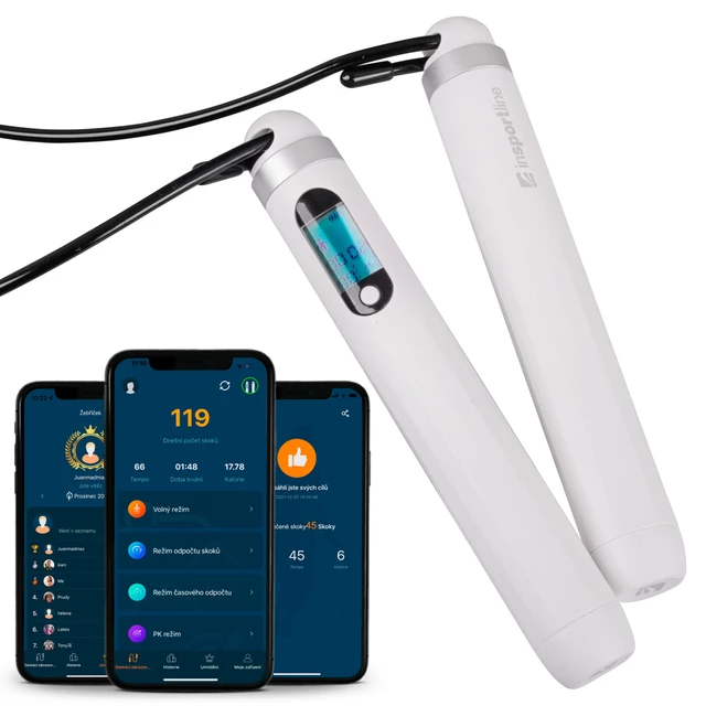 Inteligentna skakanka fitness smart z bluetooth inSPORTline Jumpsmart - Biały