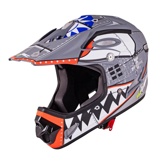 Kask Downhill na rower motor enduro W-TEC FS-605 Allride - Blue Ritual - Skull Smile