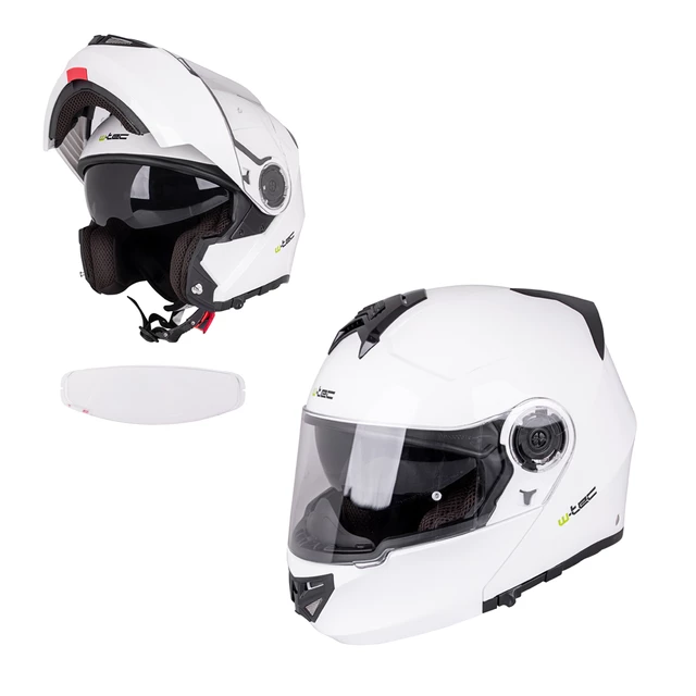 Kask motocyklowy szczękowy W-TEC Vexamo PP z Pinlockiem - Biały - Biały