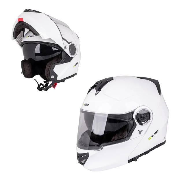 Kask motocyklowy szczękowy W-TEC Vexamo z blendą - Czarno-zielony - Biały