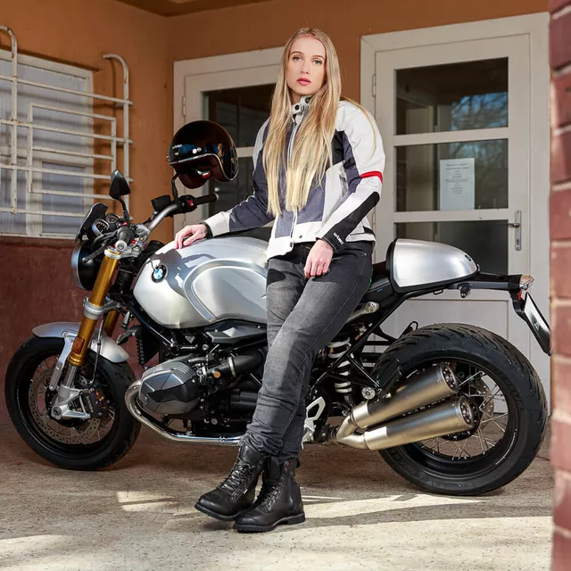 Damska kurtka motocyklowa W-TEC Lucina - szaro-kremowa biel