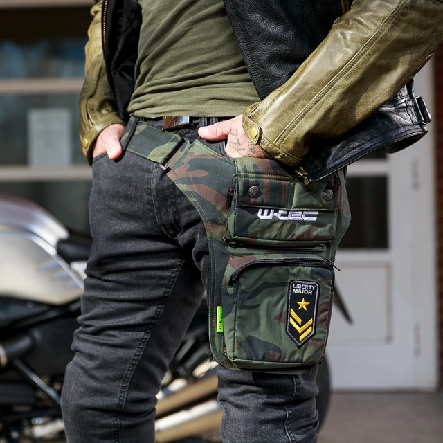 Męskie spodnie dżinsy motocyklowe W-TEC Leonard - Czarny