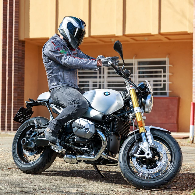 Męska skórzana kurtka motocyklowa W-TEC Sheawen Waxed Grey - szara - Szary