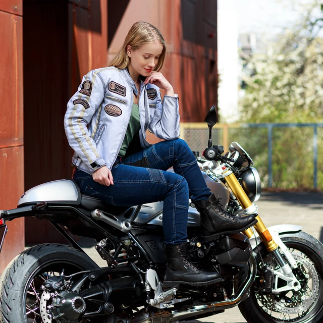 Damskie dżinsy motocyklowe W-TEC Alfreda CE - Niebieski