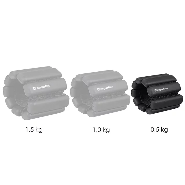 Obciążniki fitness na ręce i nogi inSPORTline Brace ∙ 0,5 kg każdy ∙ regulowany pasek ∙ komfortowy materiał