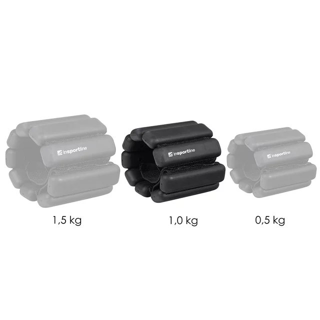 Obciążniki na ręce i nogi inSPORTline Brace 2×1 kg ∙ rzep ∙ silikonowa powłoka ∙ stalowe wypełnienie - Różowy