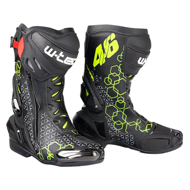 Męskie buty motocyklowe W-TEC Reaper - Czarno-zielony - Czarno-zielony