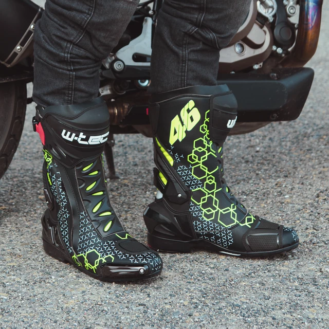 Męskie buty motocyklowe W-TEC Reaper - Czarno-zielony