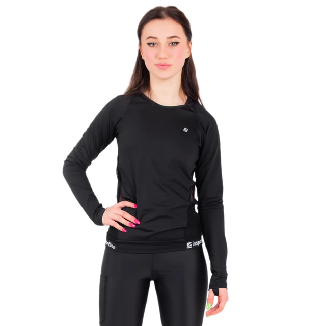 Koszulka damska fitness z długim rękawem longsleeve inSPORTline T-Long - Czarny
