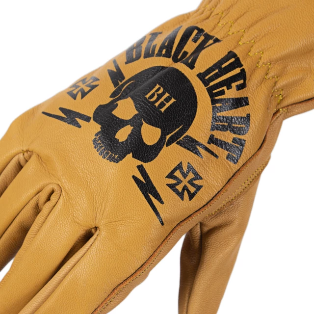 Skórzane rękawice motocyklowe W-TEC Black Heart Skull Gloves - camel