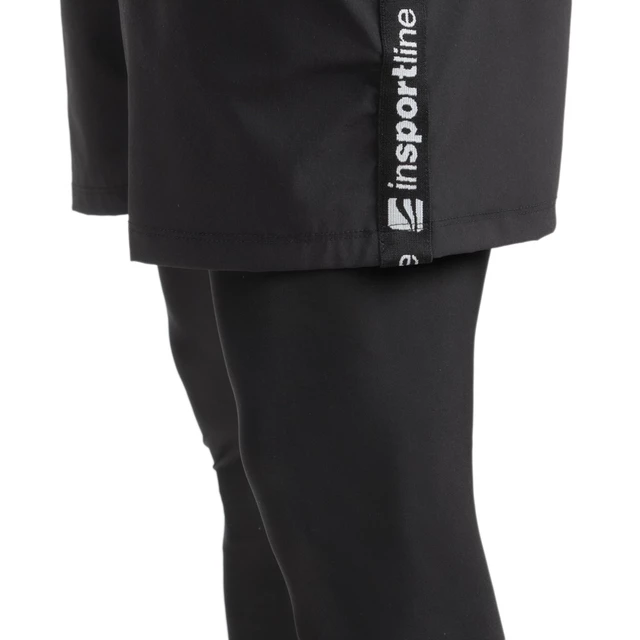 Legginsy męskie 2w1 inSPORTline Closefit - Czarny