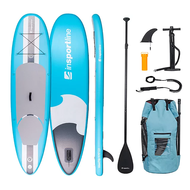 Paddleboard deska SUP z akcesoriami 320 cm inSPORTline WaveTrip 10'6" G3 - Żółty - Niebieski